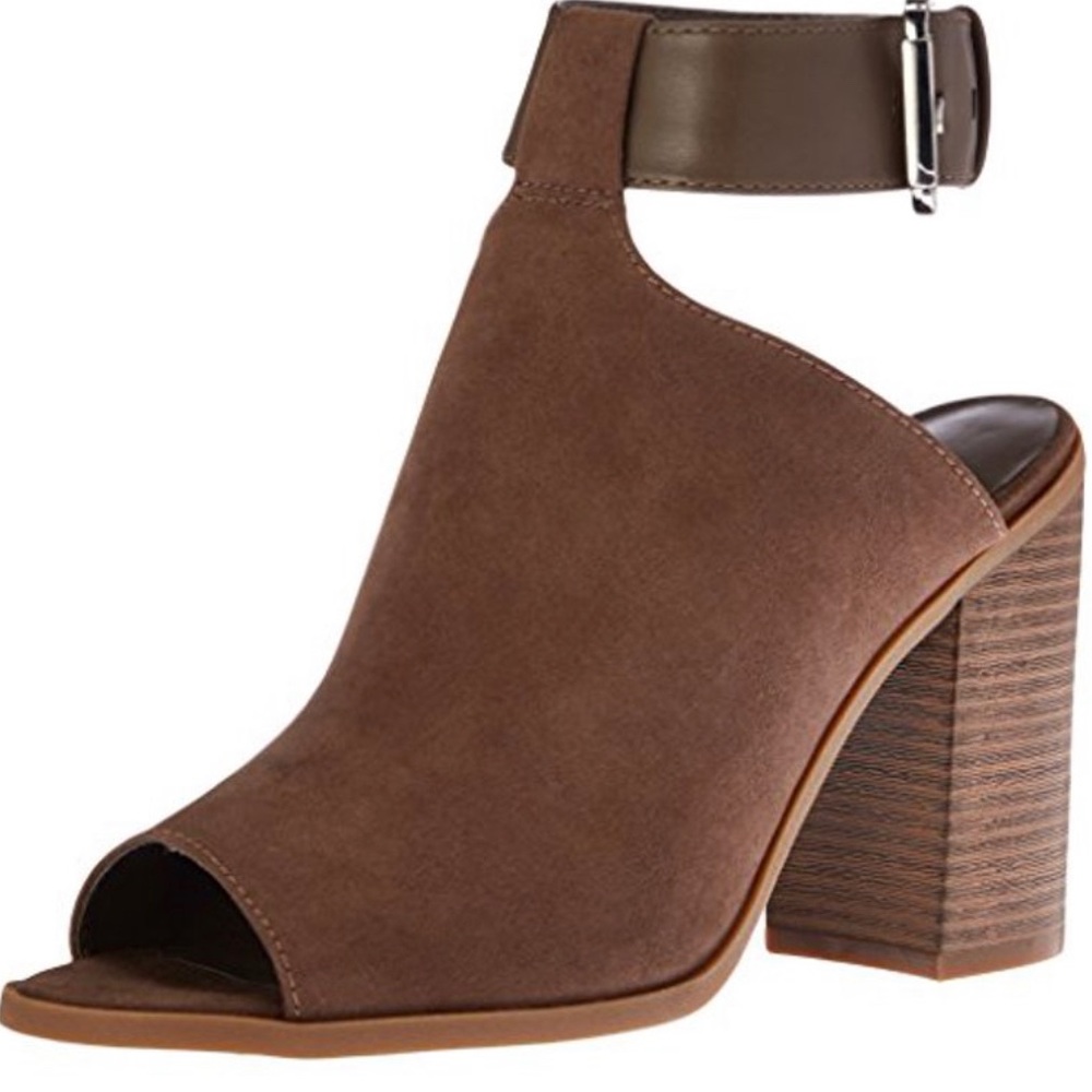 Suede open toe booties
